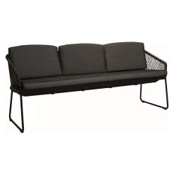 Stern Kufenbank 3-Sitzer Odea Aluminium Schwarz Matt Kordel Pepper/Kissen 100% Polyacryl Seidenschwarz