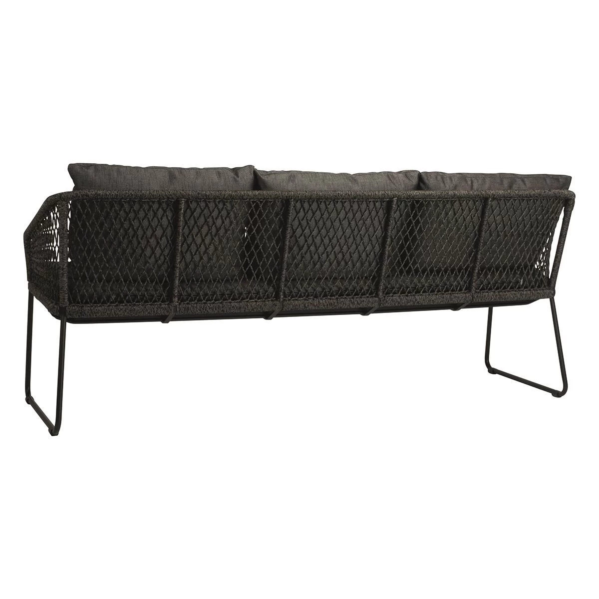 Stern Kufenbank 3-Sitzer Odea Aluminium Schwarz Matt Kordel Pepper/Kissen 100% Polyacryl Seidenschwarz 4 Stern Kufenbank 3-Sitzer Odea Aluminium Schwarz Matt Kordel Pepper/Kissen 100% Polyacryl Seidenschwarz – Bild 2