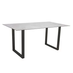 Stern Gartenmöbel-Set NEW HOLLY DINING Mit Kufentisch 200x100 Cm Dekor Zement Hell Und 3x Stapelsessel SKELBY -Gartenmöbel Store stern kufentische alu anthrazit 200x100 zement hell 431431 1