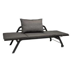 Stern Liege/Bank Novi Aluminium Schwarz Matt/Textilen Leinen Grau Kissen 100% Polyacryl Seidenschwarz