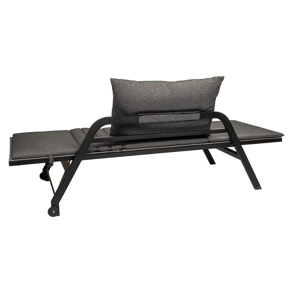 Stern Liege/Bank Novi Aluminium Schwarz Matt/Textilen Leinen Grau Kissen 100% Polyacryl Seidenschwarz 4 Stern Liege/Bank Novi Aluminium Schwarz Matt/Textilen Leinen Grau Kissen 100% Polyacryl Seidenschwarz – Bild 2