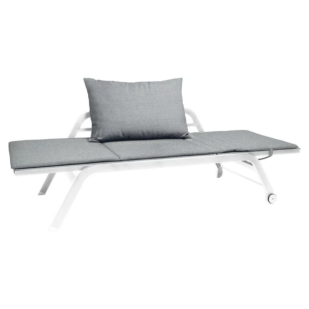 Stern Liege/Bank Novi Aluminium Weiß/Textilen Silber/Kissen 100% Polyacryl Seidengrau 3 Stern Liege/Bank Novi Aluminium Weiß/Textilen Silber/Kissen 100% Polyacryl Seidengrau