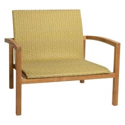 Stern Lounge-Sessel Leah Teak Mit Kordel Gelb