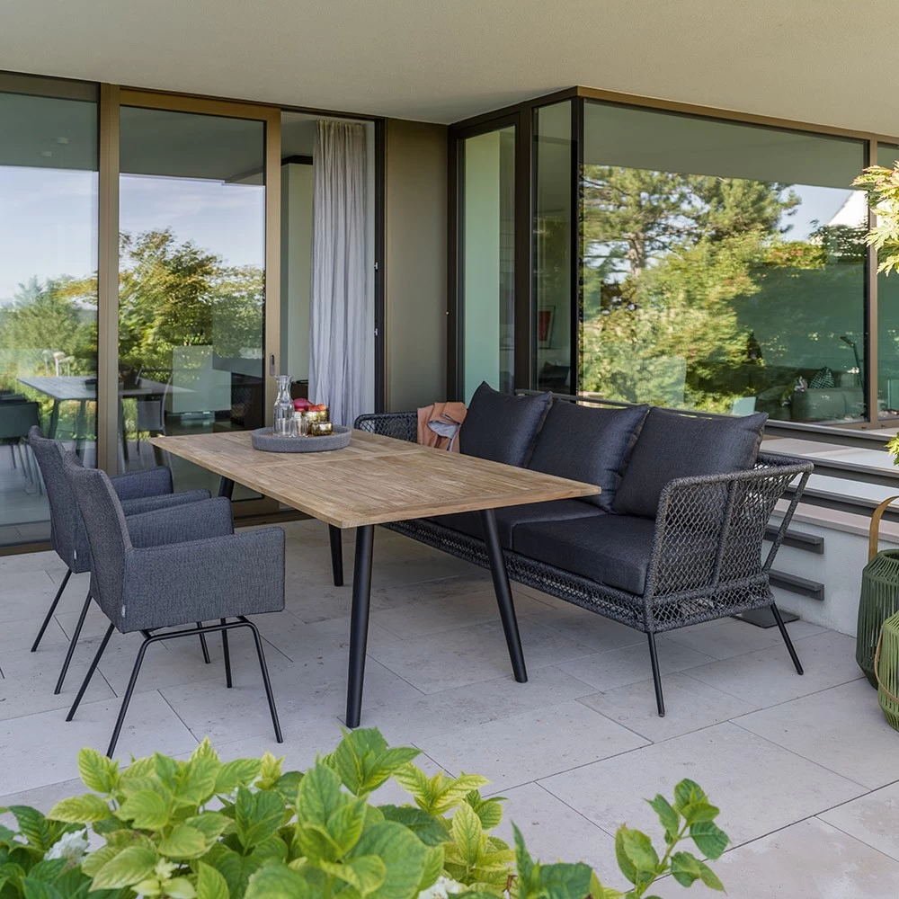 Stern Bank/Liege Odea Aluminium Schwarz Matt Kordel Pepper Kissen Outdoorstoff Seidenschwarz 11 Stern Bank/Liege Odea Aluminium Schwarz Matt Kordel Pepper Kissen Outdoorstoff Seidenschwarz – Bild 9