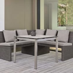 Stern Bank Noel 2-Sitzer Geflecht Basaltgrau Mit Kissen 100% Polyacryl Dessin Seidengrau -Gartenmöbel Store stern noel 2 er bank geflecht basaltgrau 418528 3