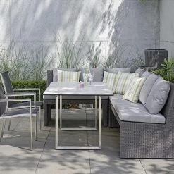 Stern Bank Noel 3-Sitzer Geflecht Basaltgrau Mit Kissen 100% Polyacryl Dessin Seidengrau -Gartenmöbel Store stern noel 3 er bank geflecht basaltgrau 418529 3