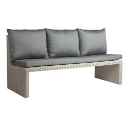 Stern Bank Noel 3-Sitzer Geflecht Vintage Weiß Mit Kissen 100% Polyacryl Dessin Seidengrau