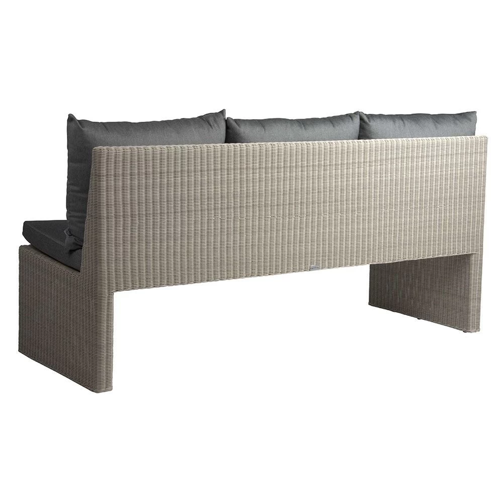 Stern Bank Noel 3-Sitzer Geflecht Vintage Weiß Mit Kissen 100% Polyacryl Dessin Seidengrau 4 Stern Bank Noel 3-Sitzer Geflecht Vintage Weiß Mit Kissen 100% Polyacryl Dessin Seidengrau – Bild 2