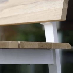 Stern Bank Sam Aluminium Weiß Mit Belattung Teak FSC®-zertifiziert -Gartenmöbel Store stern sam bank weiss mit teak 418033 2