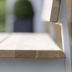 Stern Bank Sam Aluminium Weiß Mit Belattung Teak FSC®-zertifiziert -Gartenmöbel Store stern sam bank weiss mit teak 418033 3