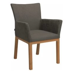 Stern Sessel Artus Teak Mit Bezug Outdoorstoff Dunkelgrau/schiefergrau Meliert