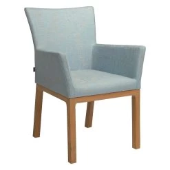 Stern Sessel Artus Teak Mit Bezug Outdoorstoff Hellblau/seidengrau Meliert