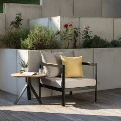 Stern Sessel Viggo Aluminium Schwarz Matt Textilen Leinen Grau Kissen 100% Polyacryl Cream -Gartenmöbel Store stern sessel viggo alu schwarz cream 415556 4