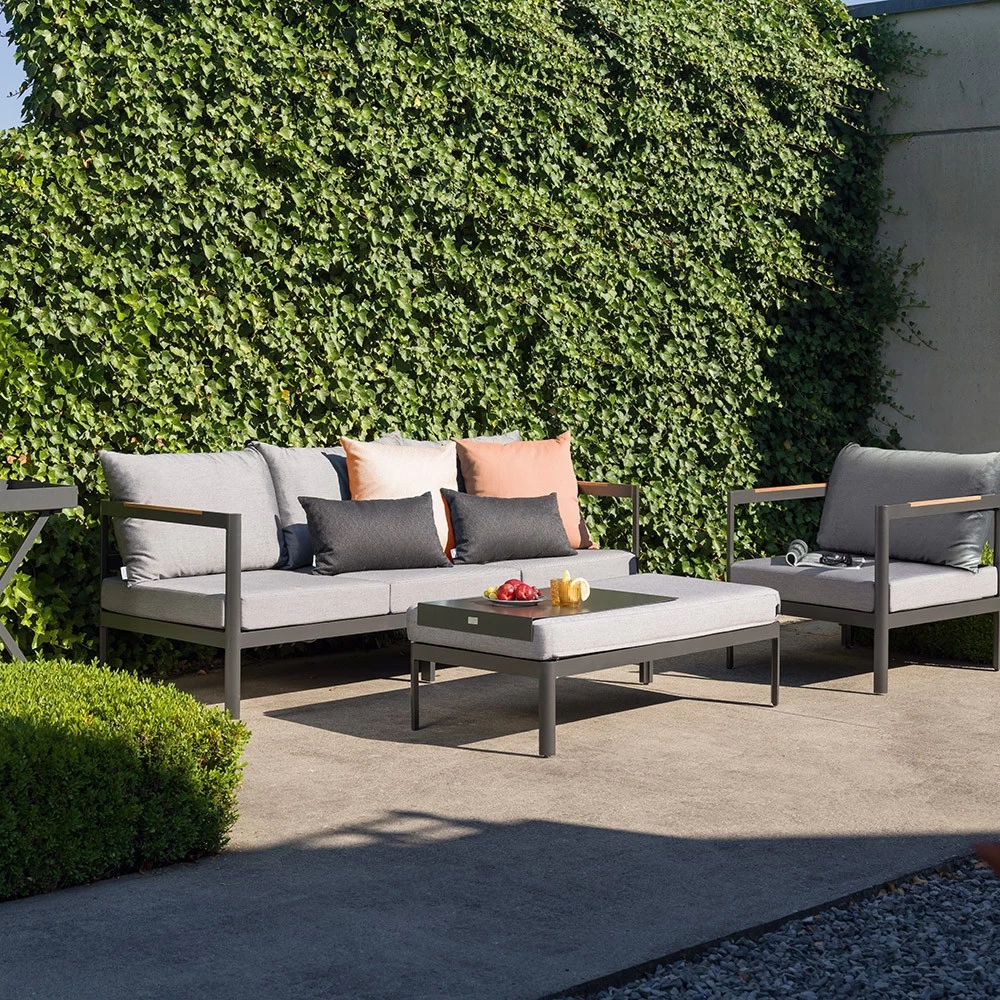 Stern Set Lounge-Sofa/Hocker Viggo Aluminium Anthrazit Textilen Karbon Kissen 100% Polyacryl Seidengrau 9 Stern Set Lounge-Sofa/Hocker Viggo Aluminium Anthrazit Textilen Karbon Kissen 100% Polyacryl Seidengrau – Bild 7