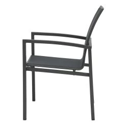 Stern Gartenmöbel-Set NEW HOLLY DINING Mit Kufentisch 200x100 Cm Dekor Zement Hell Und 3x Stapelsessel SKELBY -Gartenmöbel Store stern skelby stapelsessel anthrazit textil karbon 418450 4 1