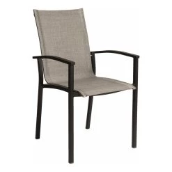 Stern Stapelsessel Evoee Aluminium Schwarz Matt/Bezug Text. Leinen Grau/Aluminiumarmlehnen Schwarz Matt