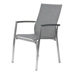 Stern Stapelsessel Mika Edelstahl/Bezug Textilen Leinen Grau/Aluminiumarmlehnen Anthrazit -Gartenmöbel Store stern stapelsessel mika edelstahl leinen grau 416930 03