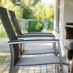 Stern Stapelsessel Mika Edelstahl/Bezug Textilen Leinen Grau/Aluminiumarmlehnen Anthrazit -Gartenmöbel Store stern stapelsessel mika edelstahl leinen grau 416930 14