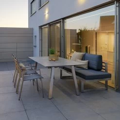 Stern Stapelsessel Mika Edelstahl/Bezug Textilen Leinen Grau/Aluminiumarmlehnen Anthrazit -Gartenmöbel Store stern stapelsessel mika edelstahl leinen grau 416930 20