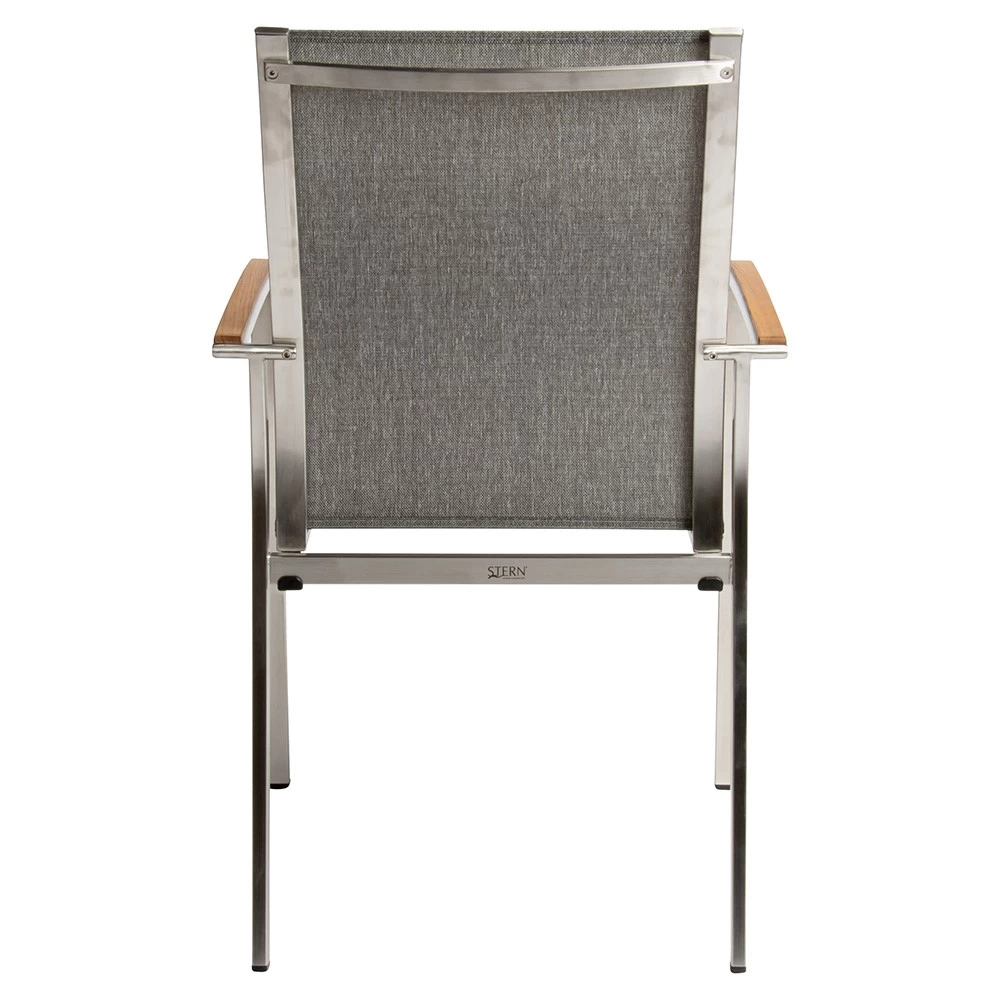 Stern Stapelsessel Mika Edelstahl/Bezug Textilen Leinen Grau/Teakarmlehnen FSC®-zertifiziert 8 Stern Stapelsessel Mika Edelstahl/Bezug Textilen Leinen Grau/Teakarmlehnen FSC®-zertifiziert – Bild 6