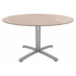 Stern Tisch Ø 134 Cm Edelstahl Tischplatte Silverstar 2.0 Cream Marble