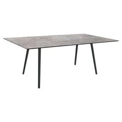 Stern Tisch 180x100cm Interno Rundrohr Konisch Alum. Schwarz Matt/Tischpl. Silverstar 2.0 Metallic Grau