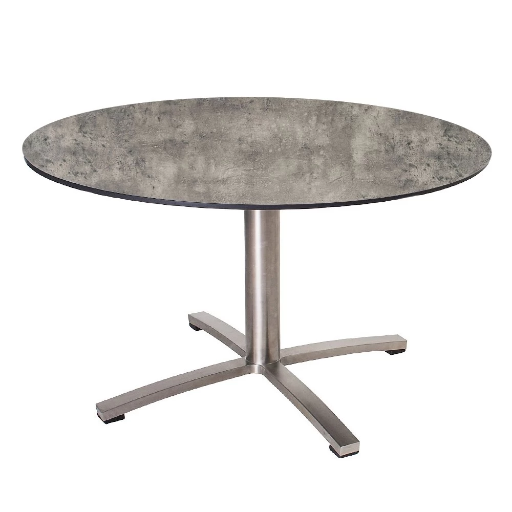 Stern Tisch Ø 134x74 Cm, Edelstahl Mit Tischplatte Silverstar 2.0, Tischunterkante 70cm, Dekor Zement 3 Stern Tisch Ø 134x74 Cm, Edelstahl Mit Tischplatte Silverstar 2.0, Tischunterkante 70cm, Dekor Zement