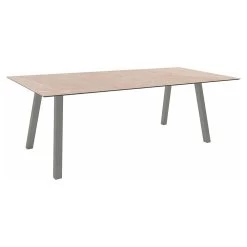 Stern Tisch 220x100cm Interno Vierkantrohr Aluminium Graphit Tischplatte Silverstar 2.0 Cream Marble