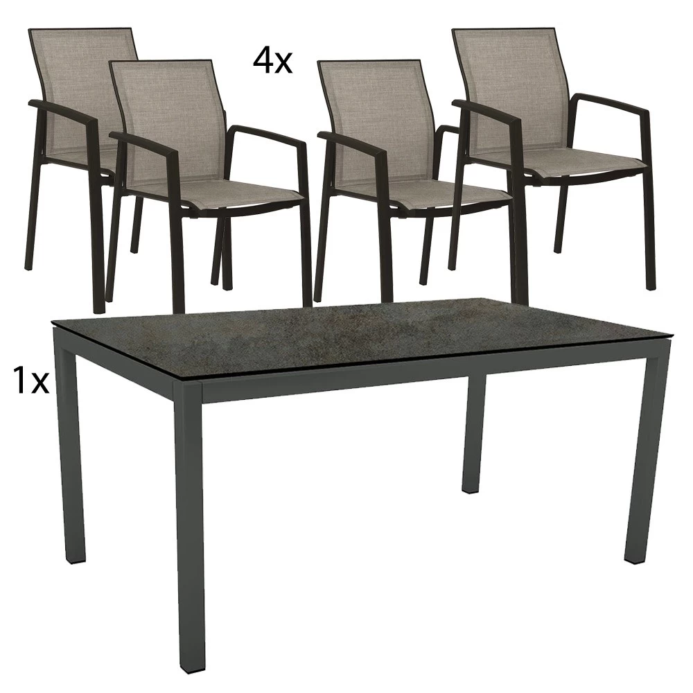 Stern 4x Stapelsessel Kari Textilen Leinen Grau Mit Stern Tischgestell Alu Anthrazit 160x90 Tischplatte Dekor Nitro 3 Stern 4x Stapelsessel Kari Textilen Leinen Grau Mit Stern Tischgestell Alu Anthrazit 160x90 Tischplatte Dekor Nitro