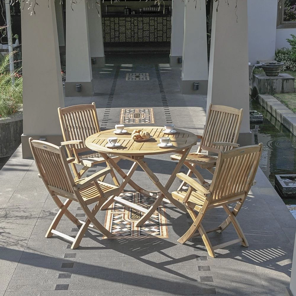 Zebra Tisch Poker 110 Cm Rund Massives Teak, Edelstahlbeschläge, Klappbar 4 Zebra Tisch Poker 110 Cm Rund Massives Teak, Edelstahlbeschläge, Klappbar – Bild 2