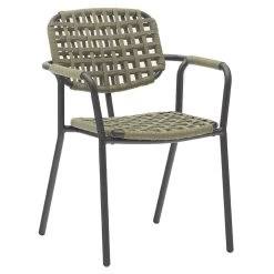 Zebra Stapelsessel Costa Graphite/green Aluminium Pulverbeschichtet Graphite, Olefin-Ropegeflecht Green, 15 Mm (flach)