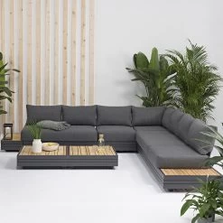 Zebra Cubo Loungeset Von Zebra 7-tlg. Aus Aluminium Graphit Inkl. Olefin-Kissen Dark Grey