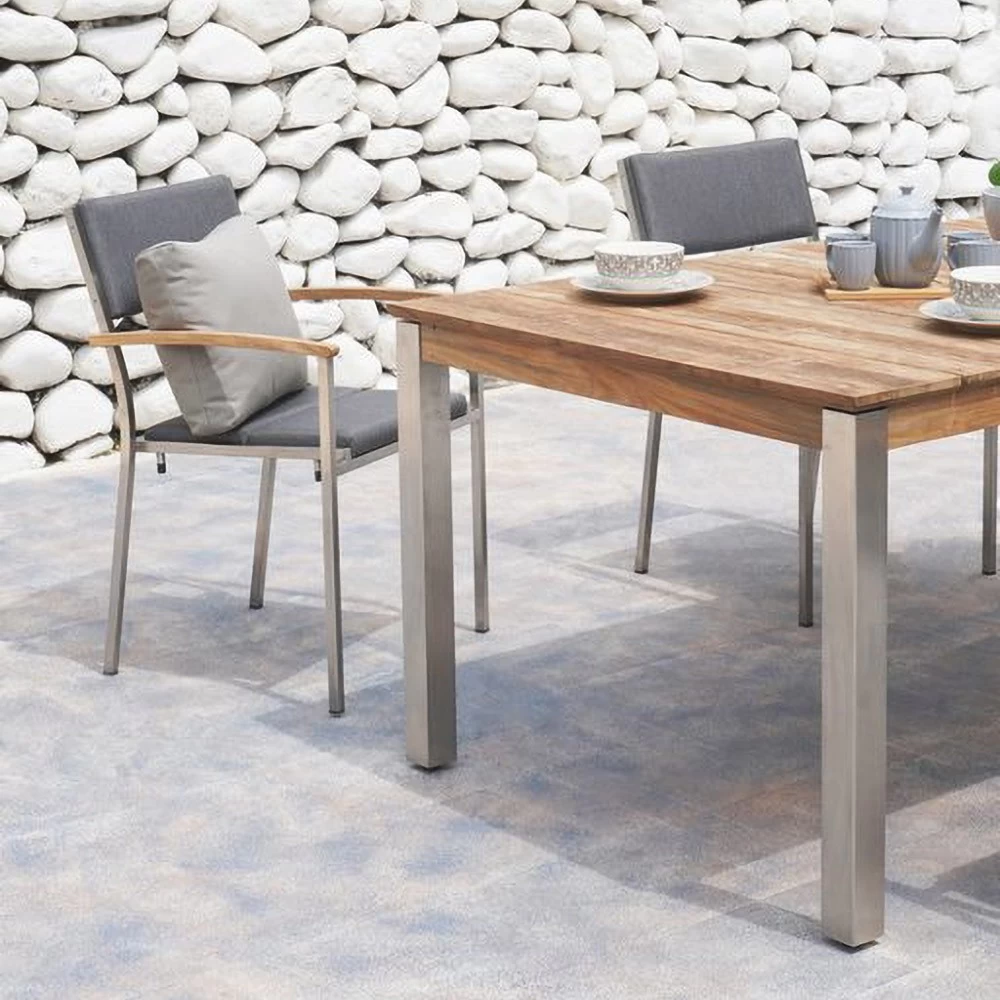 Zebra Derex Gartentisch 180x100cm Edelstahl/Teak Silber/Natur 7 Zebra Derex Gartentisch 180x100cm Edelstahl/Teak Silber/Natur – Bild 5