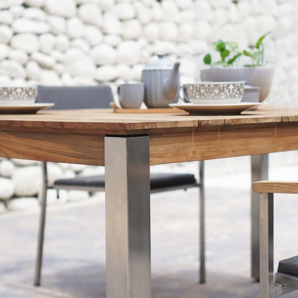 Zebra Derex Gartentisch 180x100cm Edelstahl/Teak Silber/Natur 8 Zebra Derex Gartentisch 180x100cm Edelstahl/Teak Silber/Natur – Bild 6