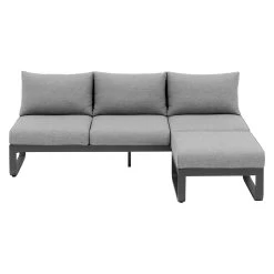 Zebra Fly Lounge 3-Sitzer Olefin-Kissen Mixed-Grey Mit Fly Lounge Hocker Olefin Grau