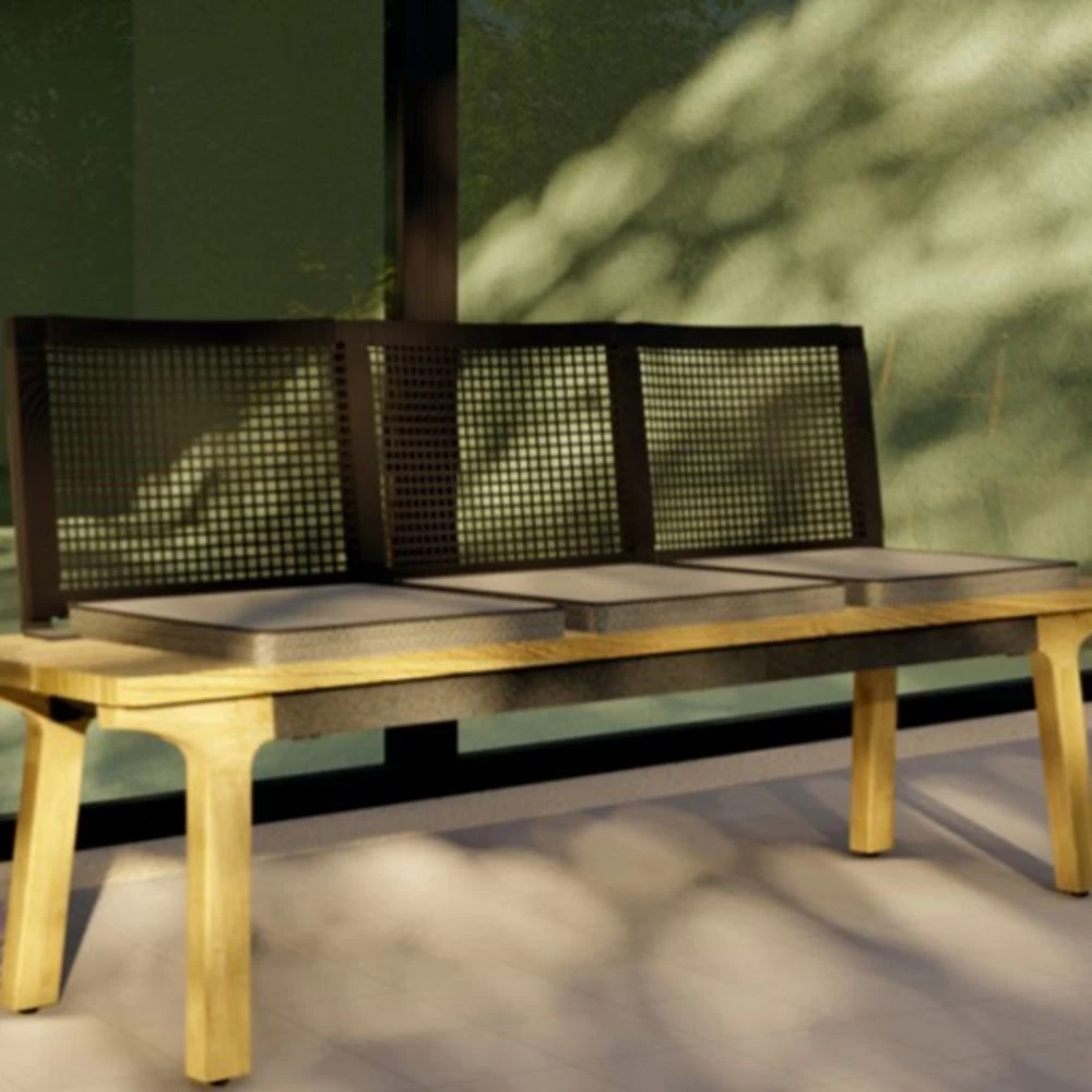 Zebra Lenyx Rückenlehne Bank Gestell Edelstahl Pulverbeschichtet Graphite, Rope-Geflecht Brown Brushed 4 Zebra Lenyx Rückenlehne Bank Gestell Edelstahl Pulverbeschichtet Graphite, Rope-Geflecht Brown Brushed – Bild 2