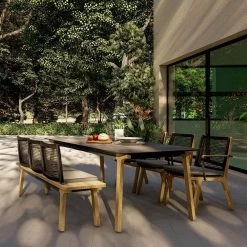 Zebra Lenyx Bank Aluminium Pulverbeschichtet Graphite, Tischbeine Teak Gebürstet -Gartenmöbel Store zebra lenyx bank alu graphite teak 7197 3