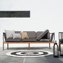 Zebra Pollux Lounge 3-Sitzer, Teak Gebürstet, Aluminium Graphite Und Rope Brown Brushed -Gartenmöbel Store zebra pollux lounge 3 sitzer alu brown 7321 3 1