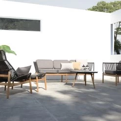 Zebra Pollux Lounge 3-Sitzer, Teak Gebürstet, Aluminium Graphite Und Rope Brown Brushed -Gartenmöbel Store zebra pollux lounge 3 sitzer alu brown 7321 4 1