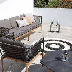 Zebra Pollux Lounge 3-Sitzer, Teak Gebürstet, Aluminium Graphite Und Rope Brown Brushed -Gartenmöbel Store zebra pollux lounge 3 sitzer alu brown 7321 5 1
