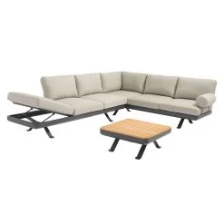 Zebra Sky Lounge 3-Sitzer Set Camden Grey Mit Lounge Tisch Platte Teak