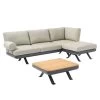 Zebra Sky Lounge Set Camden Grey 3-Sitzer Und Hocker Mit Lounge Tisch Teak Platte