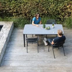 Zebra 4x Stapelsessel Costa Graphite/black Und Taro Tischgestell Graphite Mit Tischplatte Beton 180x100 Cm HPL