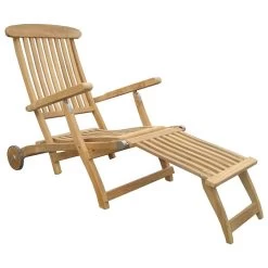 Zebra Deckchair Bueno Massives Teak, Edelstahlbeschläge, Ergonomisch, Mit Rollen, Fußteil Abnehmbar