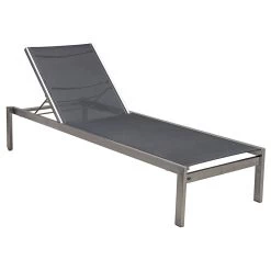 Zebra Stapelliege Pontiac Argenta Edelstahlgestell, Twitchell Textilene (75% PVC/25% Polyester), Mit Rollen